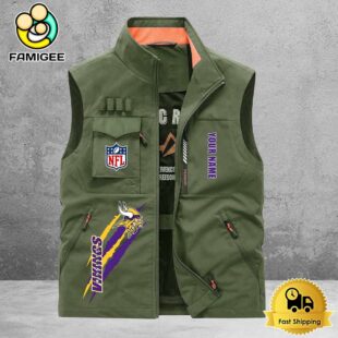 NFL Minnesota Vikings Breathable Summer Sleeveless Jacket, Fishing Vest