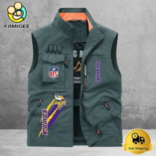 NFL Minnesota Vikings Breathable Summer Sleeveless Jacket, Fishing Vest
