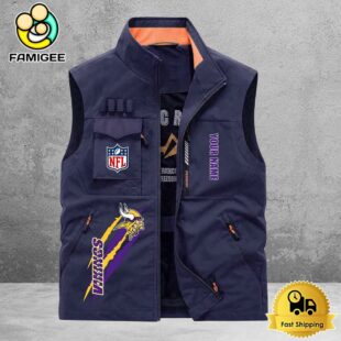 NFL Minnesota Vikings Breathable Summer Sleeveless Jacket, Fishing Vest