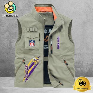 NFL Minnesota Vikings Breathable Summer Sleeveless Jacket, Fishing Vest