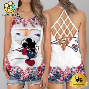 NFL New England Patriots Mickey Mouse Summer Rebel Fashion Criss Cross Tank Top