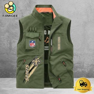 NFL New Orleans Saints Breathable Summer Sleeveless Jacket, Fishing Vest