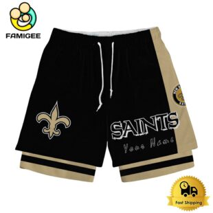 NFL New Orleans Saints Team Logo Custom Name Double-deck Sport Shorts