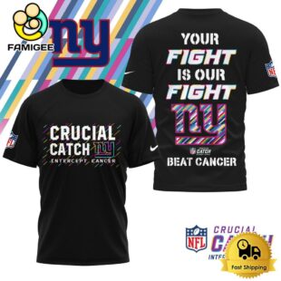 NFL New York Giants Crucial Catch Intercept Cancer T-Shirt