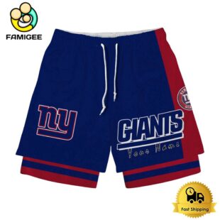 NFL New York Giants Team Logo Custom Name Double-deck Sport Shorts