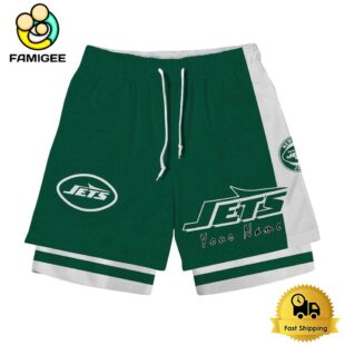NFL New York Jets Team Logo Custom Name Double-deck Sport Shorts