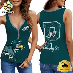 NFL Philadelphia Eagles Mascot New 2025 Women V-Neck Ribbed Tank Top