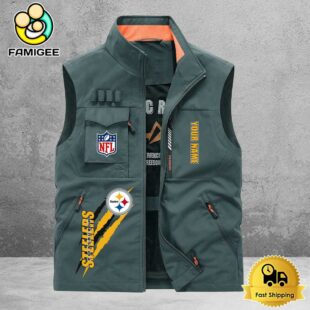 NFL Pittsburgh Steelers Breathable Summer Sleeveless Jacket, Fishing Vest