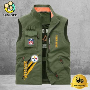 NFL Pittsburgh Steelers Breathable Summer Sleeveless Jacket, Fishing Vest