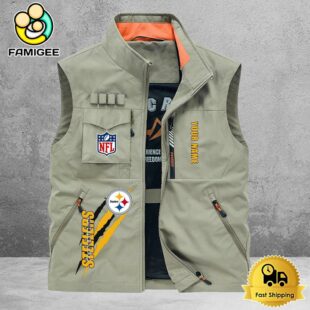 NFL Pittsburgh Steelers Breathable Summer Sleeveless Jacket, Fishing Vest