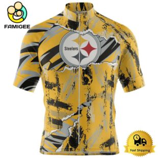 NFL Pittsburgh Steelers Custom Name Mixed Stripes Cycling Jersey, Cycling Shirts
