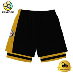 NFL Pittsburgh Steelers Team Logo Custom Name Double-deck Sport Shorts