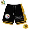NFL Pittsburgh Steelers Team Logo Custom Name Double-deck Sport Shorts