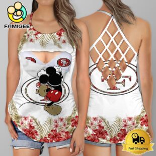 NFL San Francisco 49ers Mickey Mouse Summer Rebel Fashion Criss Cross Tank Top