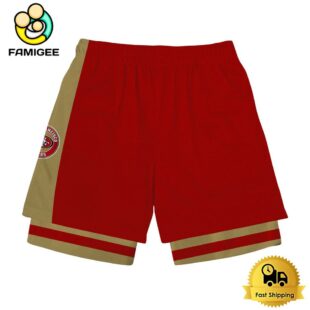 NFL San Francisco 49ers Team Logo Custom Name Double-deck Sport Shorts