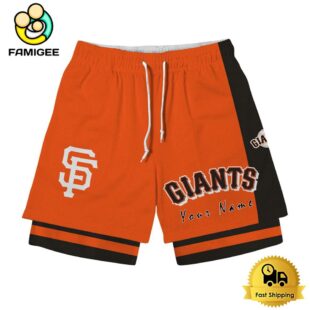 NFL San Francisco Giants Team Logo Custom Name Double-deck Sport Shorts