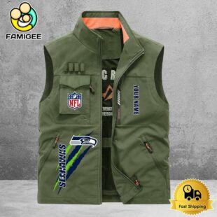 NFL Seattle Seahawks Breathable Summer Sleeveless Jacket, Fishing Vest