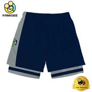 NFL Seattle Seahawks Team Logo Custom Name Double-deck Sport Shorts