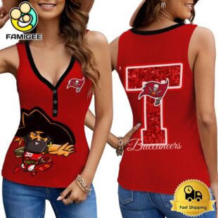 NFL Tampa Bay Buccaneers Mascot New 2025 Women V-Neck Ribbed Tank Top