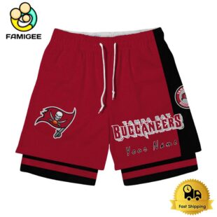 NFL Tampa Bay Buccaneers Team Logo Custom Name Double-deck Sport Shorts