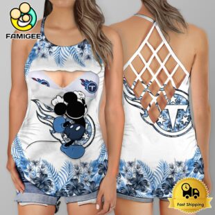 NFL Tennessee Titans Mickey Mouse Summer Rebel Fashion Criss Cross Tank Top