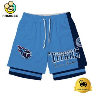 NFL Tennessee Titans Team Logo Custom Name Double-deck Sport Shorts