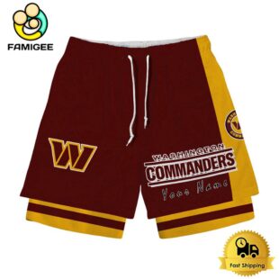 NFL Washington Commanders Team Logo Custom Name Double-deck Sport Shorts