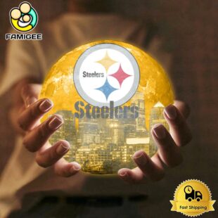 Pittsburgh Steelers City Skyline NFL Logo Design Moon Lamp