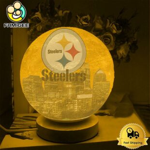 Pittsburgh Steelers City Skyline NFL Logo Design Moon Lamp