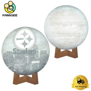 Pittsburgh Steelers City Skyline NFL Logo Design Moon Lamp