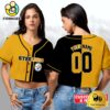 Pittsburgh Steelers Custom Woman Cropped Baseball Jersey, Football Crop Top