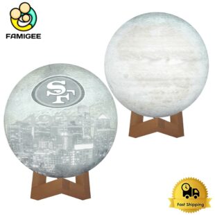 San Francisco 49ers City Skyline NFL Logo Design Moon Lamp