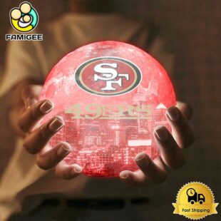San Francisco 49ers City Skyline NFL Logo Design Moon Lamp