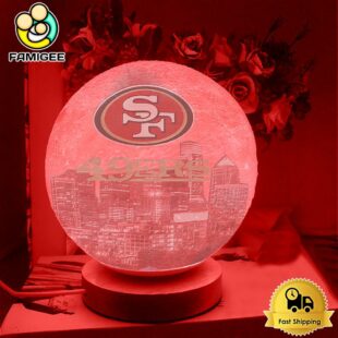 San Francisco 49ers City Skyline NFL Logo Design Moon Lamp