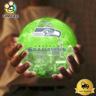 Seattle Seahawks City Skyline NFL Logo Design Moon Lamp
