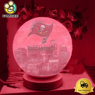 Tampa Bay Buccaneers City Skyline NFL Logo Design Moon Lamp
