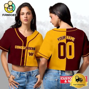 Washington Commanders Custom Woman Cropped Baseball Jersey, Football Crop Top