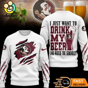 Florida State Seminoles NCAA I Just Want To Drink My Beer And Watch Aggies Ugy Christmas Sweater