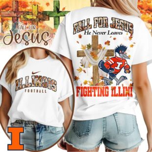 Illinois Fighting Illini NCAA Fall For Jesus He Never Leaves 3D Shirt