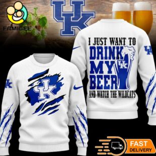 Kentucky Wildcats NCAA I Just Want To Drink My Beer And Watch Aggies Ugy Christmas Sweater