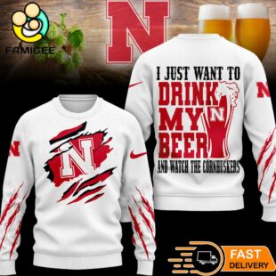 Nebraska Cornhuskers NCAA I Just Want To Drink My Beer And Watch Aggies Ugy Christmas Sweater