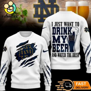 Notre Dame Fighting Irish NCAA I Just Want To Drink My Beer And Watch Aggies Ugy Christmas Sweater