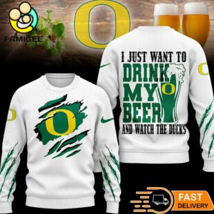 Oregon Ducks NCAA I Just Want To Drink My Beer And Watch Aggies Ugy Christmas Sweater