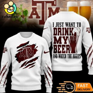 Texas A&M Aggies NCAA I Just Want To Drink My Beer And Watch Aggies Ugy Christmas Sweater