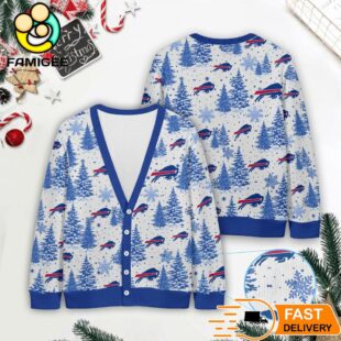 Buffalo Bills NFL Christmas Tree Pattern Cardigan Sweater