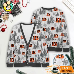 Cincinnati Bengals NFL Christmas Tree Pattern Cardigan Sweater
