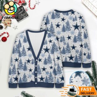 Dallas Cowboys NFL Christmas Tree Pattern Cardigan Sweater