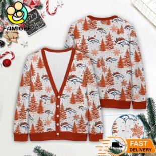Denver Broncos NFL Christmas Tree Pattern Cardigan Sweater