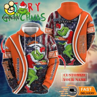 Denver Broncos NFL Merry Grinchmas 2025 All Over Print Hoodie