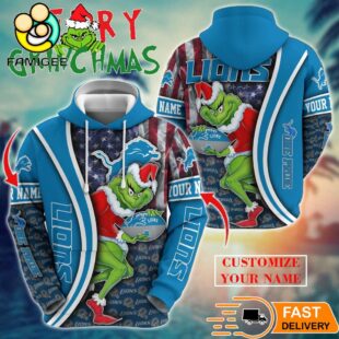 Detroit Lions NFL Merry Grinchmas 2025 All Over Print Hoodie